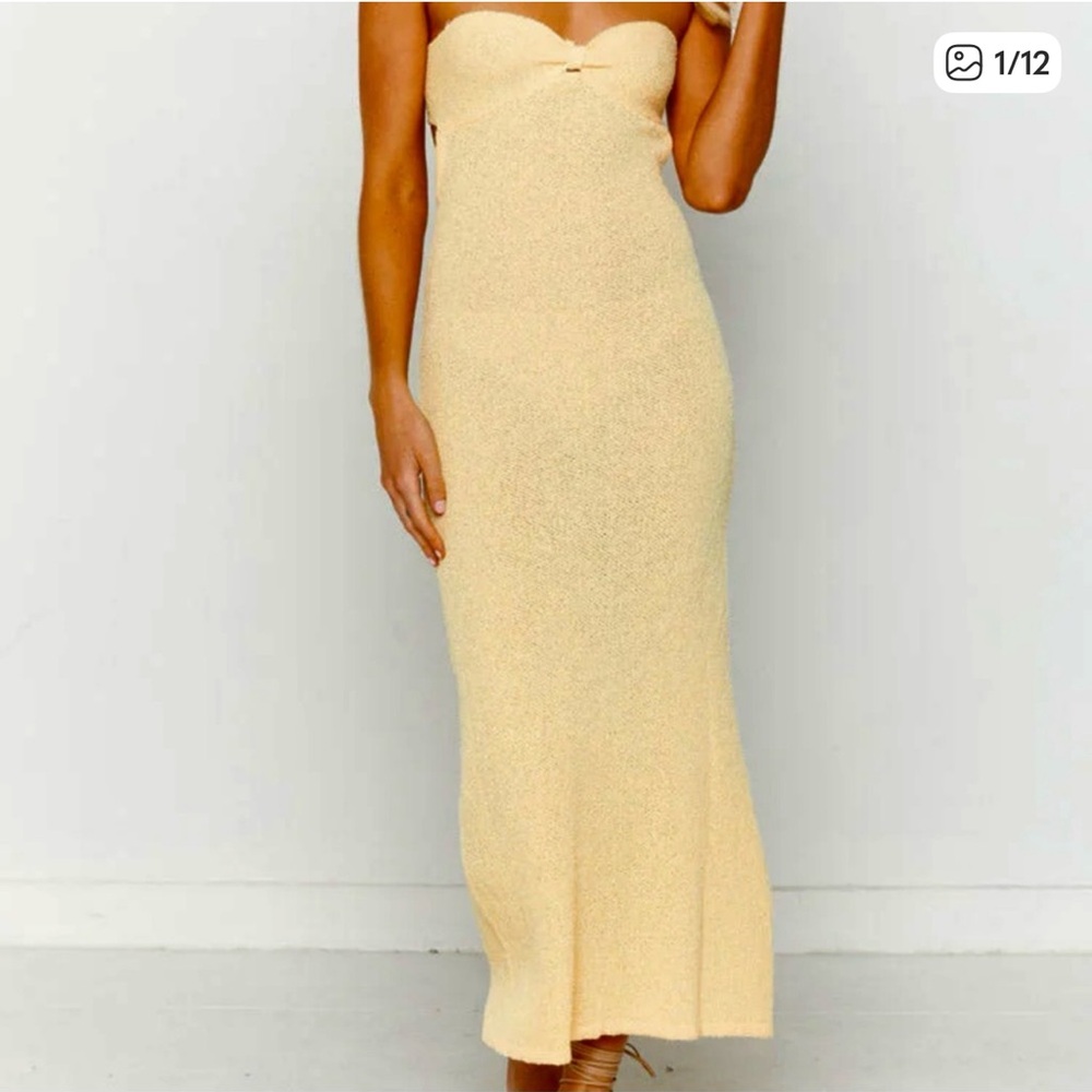 Yellow Knit Midi Dress